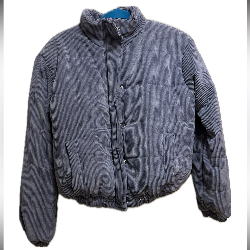 Women's Blue/Grey Crop Puffy Jacket